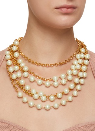 Figure View - Click To Enlarge - KENNETH JAY LANE - Pearl Six Gold Chain Necklace
