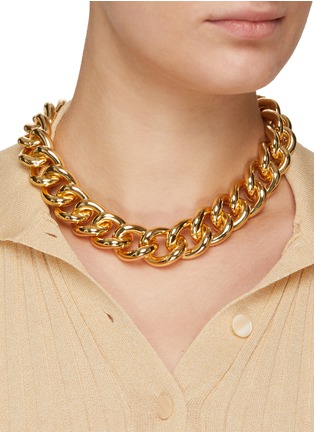 Figure View - Click To Enlarge - KENNETH JAY LANE - Gold Plated Chunky Round Chain Necklace
