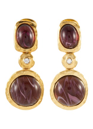 Main View - Click To Enlarge - KENNETH JAY LANE - AMETHYST GOLD TONED METAL DROP EARRINGS