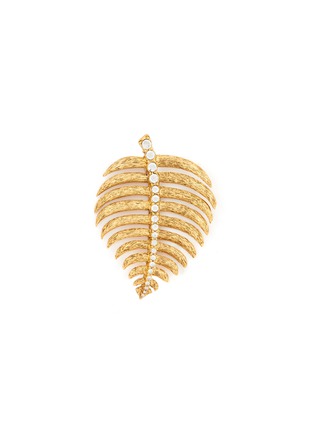 Main View - Click To Enlarge - KENNETH JAY LANE - Crystal Textured Gold-Toned Metal Leaf Brooch