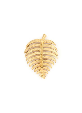 Figure View - Click To Enlarge - KENNETH JAY LANE - Crystal Textured Gold-Toned Metal Leaf Brooch