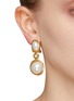 Figure View - Click To Enlarge - KENNETH JAY LANE - PEARL GOLD TONED METAL DROP EARRINGS