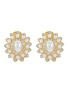 Main View - Click To Enlarge - KENNETH JAY LANE - ‘BARBARA BUSH’ GOLD TONE FAUX PEARL CRYSTAL CLIP EARRINGS