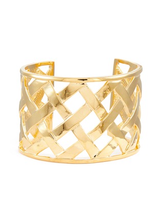 Main View - Click To Enlarge - KENNETH JAY LANE - GOLD TONED METAL BASKET WEAVE MOTIF CUFF