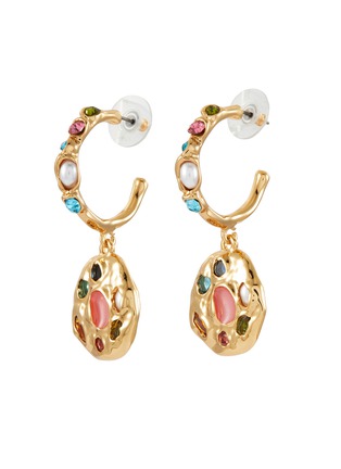Main View - Click To Enlarge - KENNETH JAY LANE - MULTI-CRYSTAL GOLD TONED METAL DROP EARRINGS