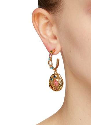 Figure View - Click To Enlarge - KENNETH JAY LANE - MULTI-CRYSTAL GOLD TONED METAL DROP EARRINGS