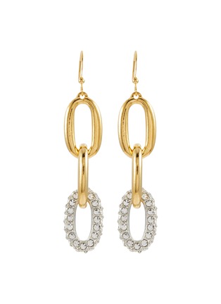 Main View - Click To Enlarge - KENNETH JAY LANE - CRYSTAL ADORNED GOLD TONED METAL DROP EARRINGS