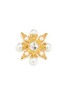 Main View - Click To Enlarge - KENNETH JAY LANE - Pearl Crystal Gold Cross Cluster Brooch