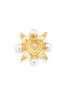 Figure View - Click To Enlarge - KENNETH JAY LANE - Pearl Crystal Gold Cross Cluster Brooch