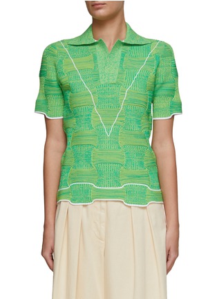 Main View - Click To Enlarge - BOTTEGA VENETA - CONTRAST TRIM KNITTED POLO TOP