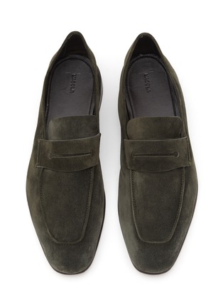 Detail View - Click To Enlarge - ERMENEGILDO ZEGNA - ‘L’asola’ Suede Penny Loafers