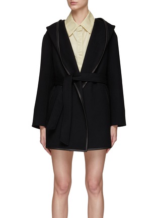 Main View - Click To Enlarge - MACKAGE - ‘AMINA’ SELF TIE WAIST HOODED DOUBLE FACE WOOL WRAP COAT