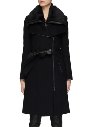 Main View - Click To Enlarge - MACKAGE - ‘NORI’ BELTED STAND COLLAR FRONT ZIP WOOL COAT