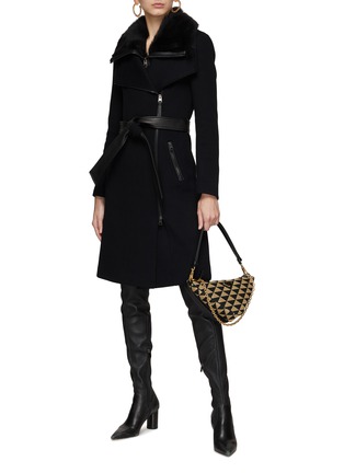 Figure View - Click To Enlarge - MACKAGE - ‘NORI’ BELTED STAND COLLAR FRONT ZIP WOOL COAT