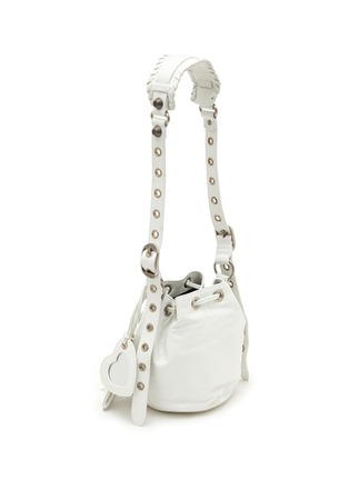 Detail View - Click To Enlarge - BALENCIAGA - ‘LE CAGOLE XS’ STUDDED CRINKLED-LEATHER BUCKET BAG