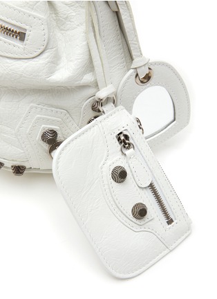 Detail View - Click To Enlarge - BALENCIAGA - ‘LE CAGOLE XS’ STUDDED CRINKLED-LEATHER BUCKET BAG