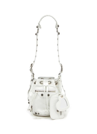 Main View - Click To Enlarge - BALENCIAGA - ‘LE CAGOLE XS’ STUDDED CRINKLED-LEATHER BUCKET BAG