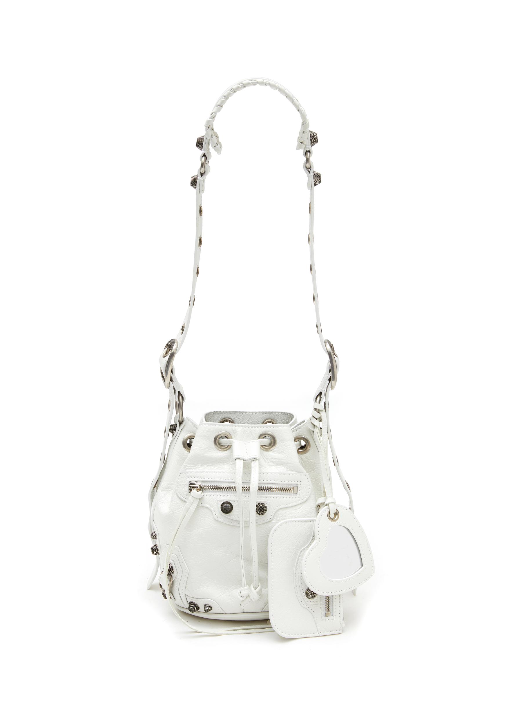 â€˜LE CAGOLE XS’ STUDDED CRINKLED-LEATHER BUCKET BAG