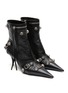 BALENCIAGA - ‘Cagole’ Metal Stud Pointed Toe Leather Heeled Boots