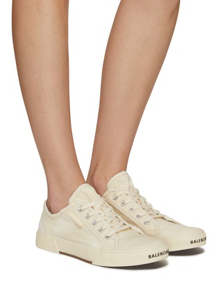 Figure View - Click To Enlarge - BALENCIAGA - ‘Paris’ Distressed Canvas Low Top Sneakers