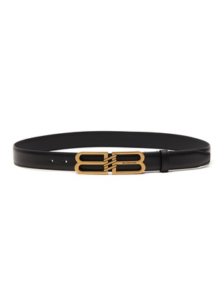 Main View - Click To Enlarge - BALENCIAGA - DOUBLE B BUCKLE SIGNATURE LEATHER BELT
