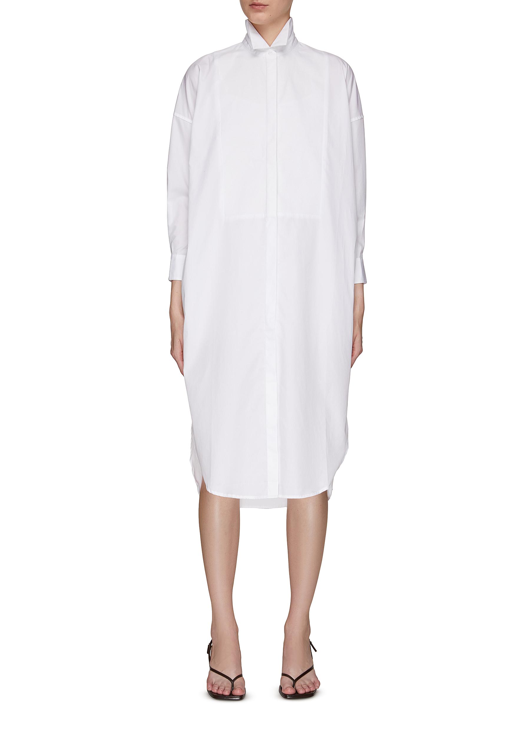LONG SLEEVE MIDI SHIRT DRESS 
