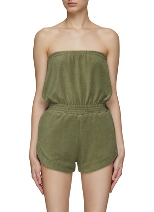 Main View - Click To Enlarge - EQUIL - Elastic Waist Cotton Terry Strapless Playsuit
