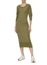 Front View - Click To Enlarge - EQUIL - MID SLEEVE SCOOP NECK TERRY COTTON BLEND DRESS