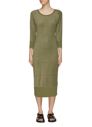 Main View - Click To Enlarge - EQUIL - MID SLEEVE SCOOP NECK TERRY COTTON BLEND DRESS