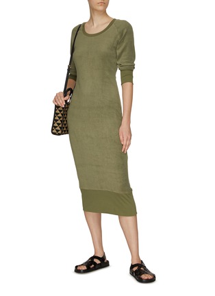 Figure View - Click To Enlarge - EQUIL - MID SLEEVE SCOOP NECK TERRY COTTON BLEND DRESS