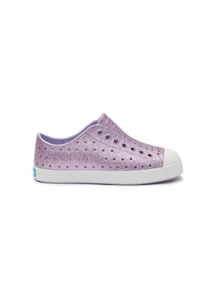 Main View - Click To Enlarge - NATIVE - ‘Jefferson’ Glittered Perforated Kids Slip-On Sneakers