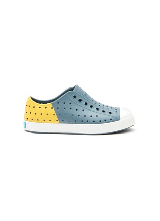 Main View - Click To Enlarge - NATIVE - ‘JEFFERSON’ PERFORATED COLOURBLOCK KIDS SLIP-ON SNEAKERS