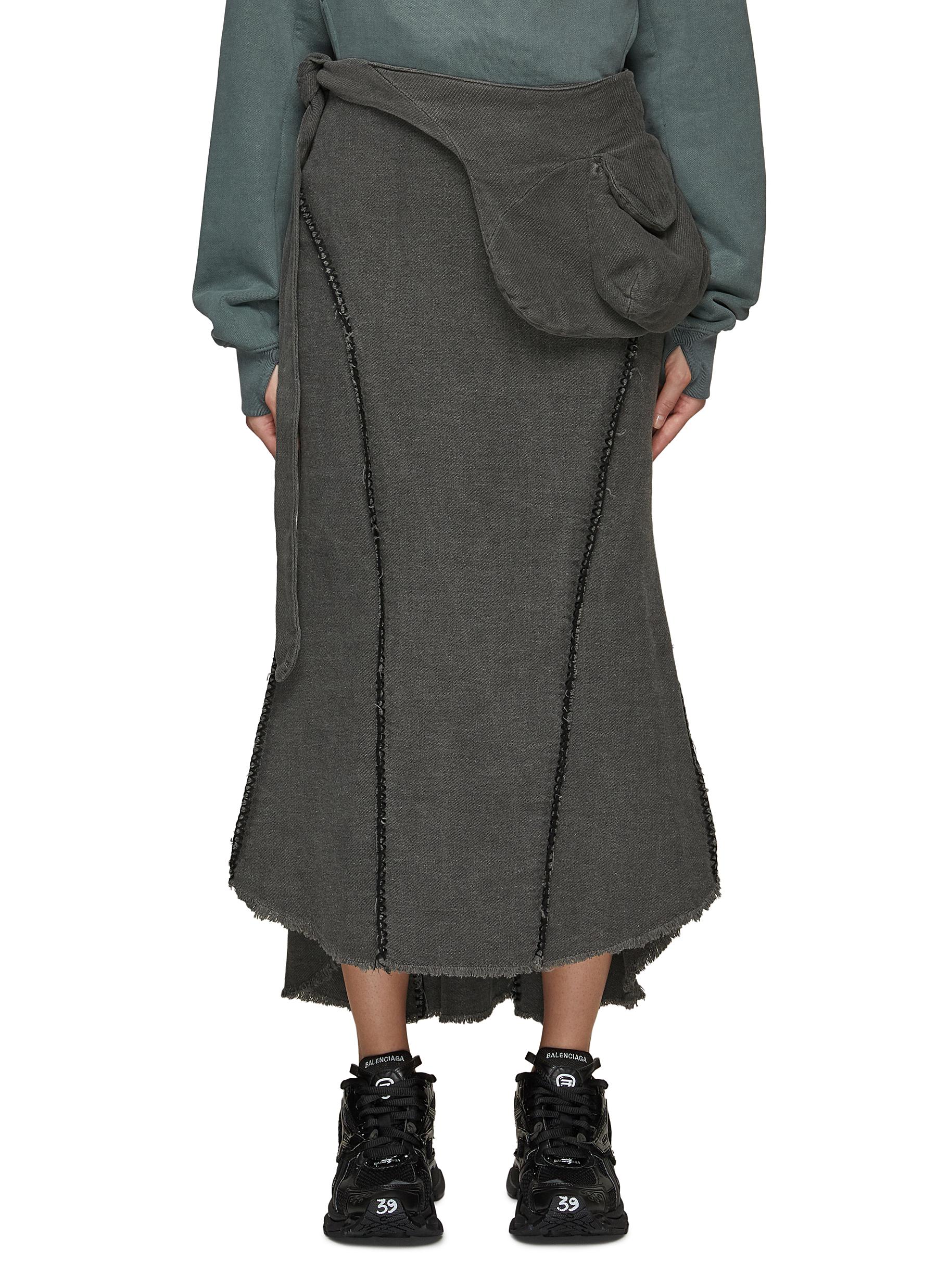 Hyein Seo Sculpted Maxi Skirt With Waist Bag In Grey
