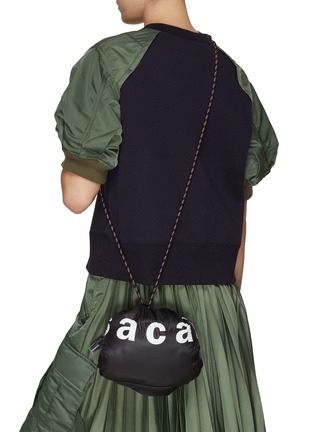Front View - Click To Enlarge - SACAI - Reversible Drawstring Faux Shearling Dumpling Bag