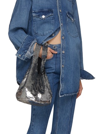 Figure View - Click To Enlarge - JW ANDERSON - Logo Charm Reversible Sequin Mini Shopper Bag