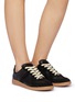 Figure View - Click To Enlarge - MAISON MARGIELA - ‘REPLICA’ LOW TOP LACE UP NAPPA LEATHER SUEDE SNEAKERS