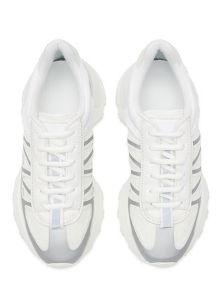 Detail View - Click To Enlarge - MAISON MARGIELA - ‘50/50’ CALFSKIN LEATHER PANEL LOW TOP LACE UP SNEAKERS