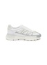 Main View - Click To Enlarge - MAISON MARGIELA - ‘50/50’ CALFSKIN LEATHER PANEL LOW TOP LACE UP SNEAKERS