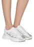Figure View - Click To Enlarge - MAISON MARGIELA - ‘50/50’ CALFSKIN LEATHER PANEL LOW TOP LACE UP SNEAKERS