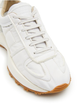 Detail View - Click To Enlarge - MAISON MARGIELA - ‘50/50’ LOW TOP LACE UP LEATHER NYLON SUEDE SNEAKERS