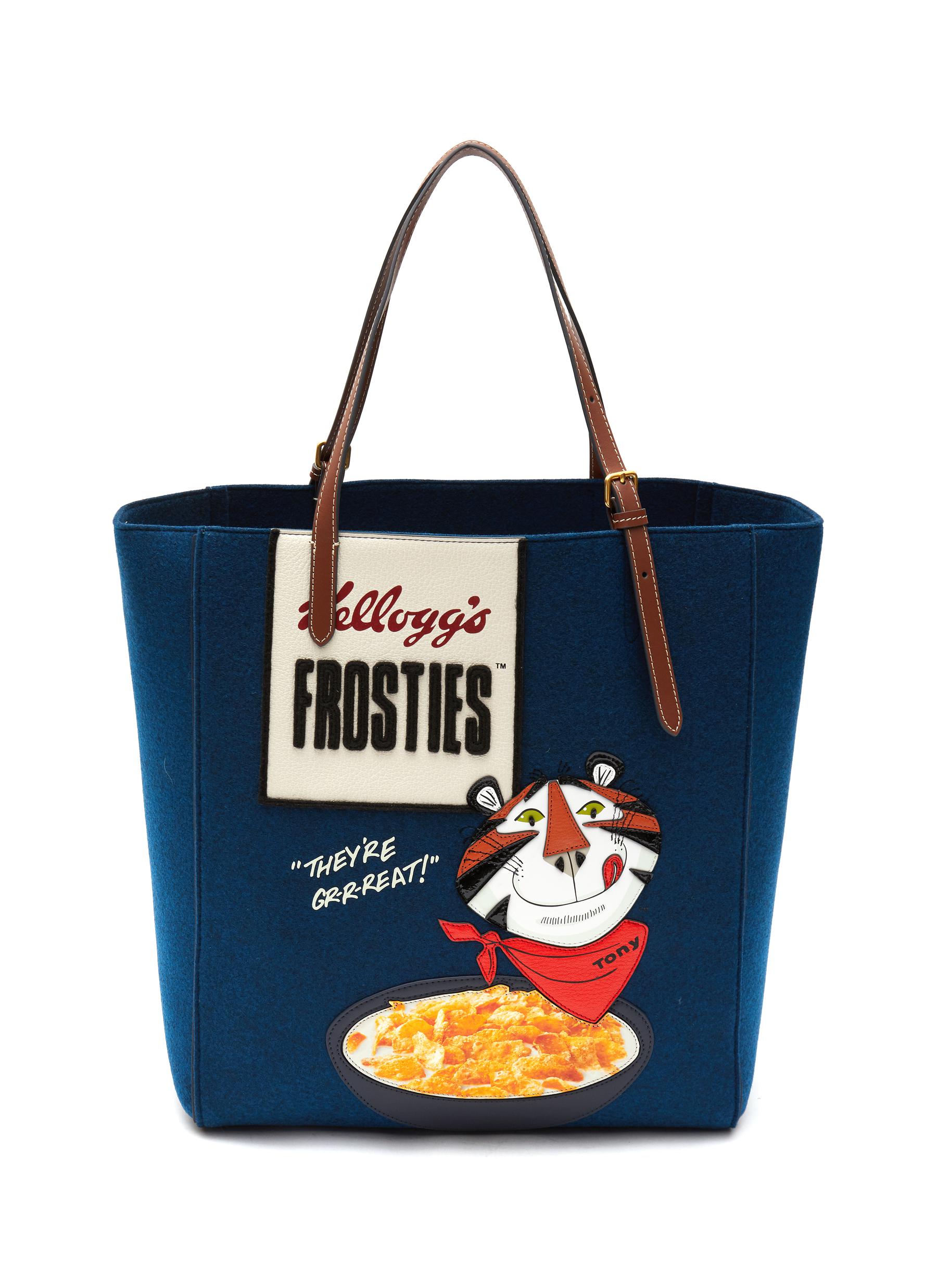 'FROSTIES' RECYCLED FELT ADJUSTABLE ECO-LEATHER STRAP TOTE BAG