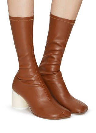 Figure View - Click To Enlarge - MM6 MAISON MARGIELA - Faux Leather Tall Sock Shaft Heeled Ankle Boots