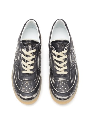 Detail View - Click To Enlarge - MM6 MAISON MARGIELA - Studded Abraded Leather Low-Top Sneakers