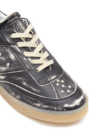 Detail View - Click To Enlarge - MM6 MAISON MARGIELA - Studded Abraded Leather Low-Top Sneakers