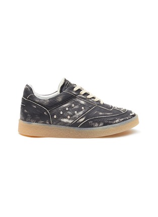 Main View - Click To Enlarge - MM6 MAISON MARGIELA - Studded Abraded Leather Low-Top Sneakers