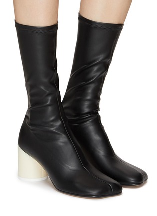 Figure View - Click To Enlarge - MM6 MAISON MARGIELA - Faux Leather Tall Sock Shaft Heeled Ankle Boots