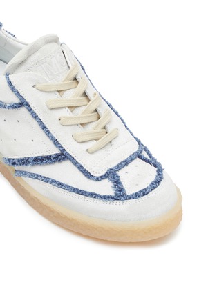 Detail View - Click To Enlarge - MM6 MAISON MARGIELA - LOW TOP LACE UP DENIM TRIM LEATHER SNEAKERS