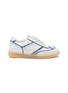 Main View - Click To Enlarge - MM6 MAISON MARGIELA - LOW TOP LACE UP DENIM TRIM LEATHER SNEAKERS