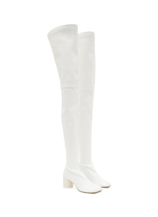 Detail View - Click To Enlarge - MM6 MAISON MARGIELA - Faux Leather Heeled Over-The-Knee Boots