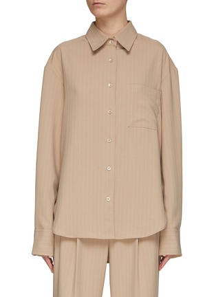 Main View - Click To Enlarge - THE FRANKIE SHOP - ‘Lui’ Pinstripe Loose Fit Shirt